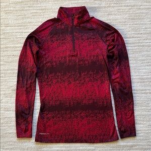 EUC Nike Pro Combat 1/4  Zip Therma-Fit Pullover Fitted Red Scribbles Medium